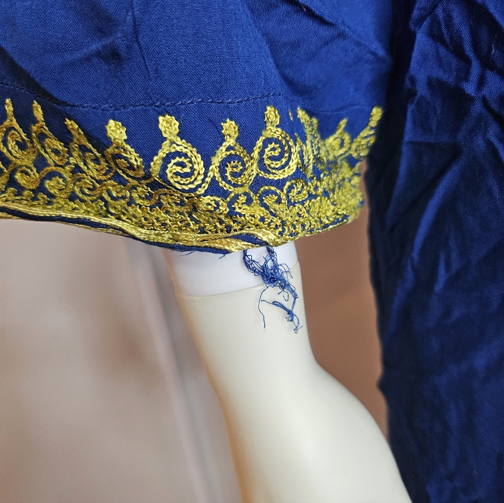Elegant Blue and Gold Women's Swim Cover-Up Size S - Picture 8 of 12